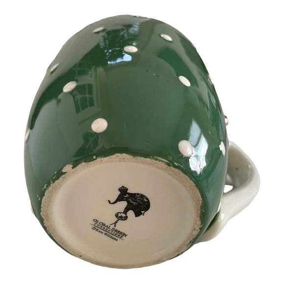 GLOBAL DESIGN CONNECTIONS Christmas Polka Dot Red Bow Kate Williams Ceramic Mug - Picture 4 of 5